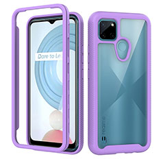 Silicone Transparent Frame Case Cover 360 Degrees ZJ1 for Realme C25Y Clove Purple