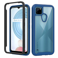 Silicone Transparent Frame Case Cover 360 Degrees ZJ1 for Realme C25Y India Blue