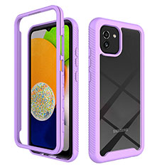 Silicone Transparent Frame Case Cover 360 Degrees ZJ1 for Samsung Galaxy A03 Clove Purple