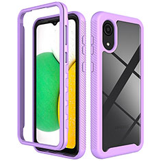 Silicone Transparent Frame Case Cover 360 Degrees ZJ1 for Samsung Galaxy A03 Core Clove Purple