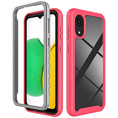 Silicone Transparent Frame Case Cover 360 Degrees ZJ1 for Samsung Galaxy A03 Core Hot Pink