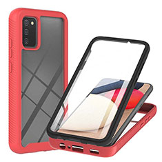 Silicone Transparent Frame Case Cover 360 Degrees ZJ1 for Samsung Galaxy A03s Red