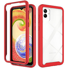 Silicone Transparent Frame Case Cover 360 Degrees ZJ1 for Samsung Galaxy A04E Red