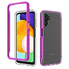 Silicone Transparent Frame Case Cover 360 Degrees ZJ1 for Samsung Galaxy A04s Purple