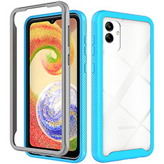 Silicone Transparent Frame Case Cover 360 Degrees ZJ1 for Samsung Galaxy A05 Sky Blue