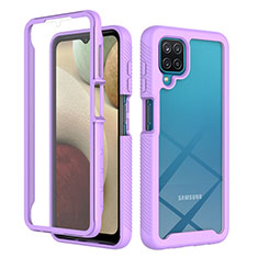 Silicone Transparent Frame Case Cover 360 Degrees ZJ1 for Samsung Galaxy A12 5G Clove Purple
