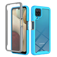 Silicone Transparent Frame Case Cover 360 Degrees ZJ1 for Samsung Galaxy A12 5G Sky Blue