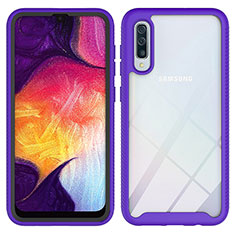 Silicone Transparent Frame Case Cover 360 Degrees ZJ1 for Samsung Galaxy A30S Clove Purple