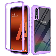 Silicone Transparent Frame Case Cover 360 Degrees ZJ1 for Samsung Galaxy A70 Clove Purple