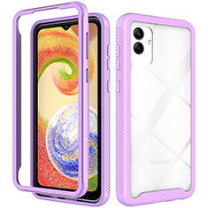 Silicone Transparent Frame Case Cover 360 Degrees ZJ1 for Samsung Galaxy F04 Purple