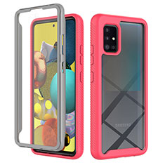 Silicone Transparent Frame Case Cover 360 Degrees ZJ1 for Samsung Galaxy M40S Hot Pink