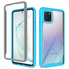 Silicone Transparent Frame Case Cover 360 Degrees ZJ1 for Samsung Galaxy Note 10 Lite Sky Blue