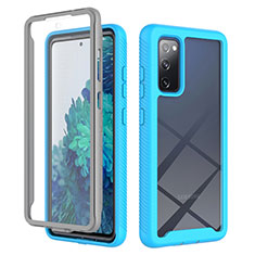 Silicone Transparent Frame Case Cover 360 Degrees ZJ1 for Samsung Galaxy S20 Lite 5G Sky Blue