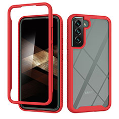 Silicone Transparent Frame Case Cover 360 Degrees ZJ1 for Samsung Galaxy S24 5G Red