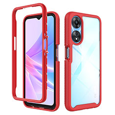 Silicone Transparent Frame Case Cover 360 Degrees ZJ2 for Oppo A58 5G Red