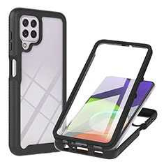 Silicone Transparent Frame Case Cover 360 Degrees ZJ2 for Samsung Galaxy A22 4G Black