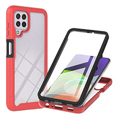 Silicone Transparent Frame Case Cover 360 Degrees ZJ2 for Samsung Galaxy A22 4G Red