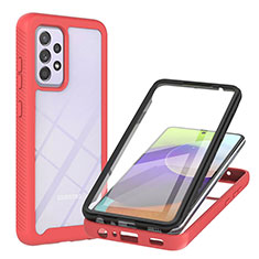 Silicone Transparent Frame Case Cover 360 Degrees ZJ2 for Samsung Galaxy A52 4G Red