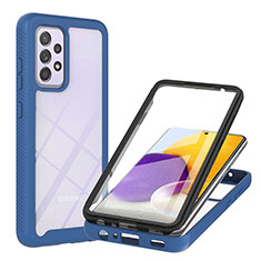 Silicone Transparent Frame Case Cover 360 Degrees ZJ2 for Samsung Galaxy A72 5G Blue