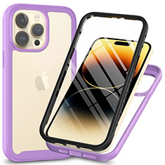 Silicone Transparent Frame Case Cover 360 Degrees ZJ3 for Apple iPhone 15 Pro Clove Purple