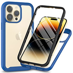 Silicone Transparent Frame Case Cover 360 Degrees ZJ3 for Apple iPhone 16 Pro Max Blue