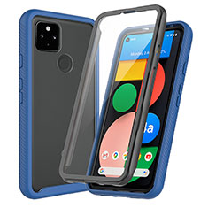 Silicone Transparent Frame Case Cover 360 Degrees ZJ3 for Google Pixel 5a 5G Blue