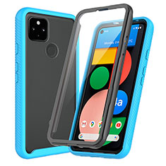 Silicone Transparent Frame Case Cover 360 Degrees ZJ3 for Google Pixel 5a 5G Sky Blue