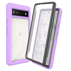 Silicone Transparent Frame Case Cover 360 Degrees ZJ3 for Google Pixel 6a 5G Purple