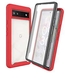 Silicone Transparent Frame Case Cover 360 Degrees ZJ3 for Google Pixel 6a 5G Red