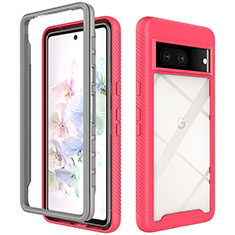 Silicone Transparent Frame Case Cover 360 Degrees ZJ3 for Google Pixel 7 5G Hot Pink