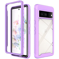 Silicone Transparent Frame Case Cover 360 Degrees ZJ3 for Google Pixel 7 5G Purple