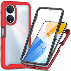 Silicone Transparent Frame Case Cover 360 Degrees ZJ3 for Huawei Honor X7 Red