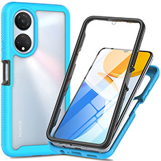 Silicone Transparent Frame Case Cover 360 Degrees ZJ3 for Huawei Honor X7 Sky Blue