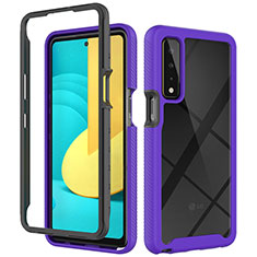 Silicone Transparent Frame Case Cover 360 Degrees ZJ3 for LG Stylo 7 Purple