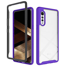 Silicone Transparent Frame Case Cover 360 Degrees ZJ3 for LG Velvet 5G Purple