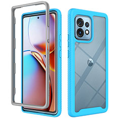 Silicone Transparent Frame Case Cover 360 Degrees ZJ3 for Motorola Moto Edge 40 Pro 5G Sky Blue