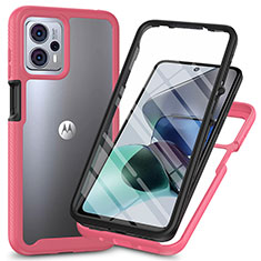 Silicone Transparent Frame Case Cover 360 Degrees ZJ3 for Motorola Moto G13 Hot Pink