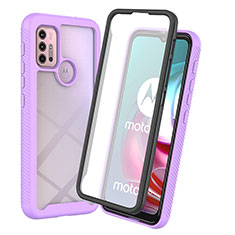 Silicone Transparent Frame Case Cover 360 Degrees ZJ3 for Motorola Moto G30 Purple