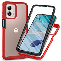 Silicone Transparent Frame Case Cover 360 Degrees ZJ3 for Motorola Moto G53 5G Red