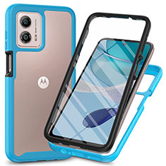 Silicone Transparent Frame Case Cover 360 Degrees ZJ3 for Motorola Moto G53 5G Sky Blue