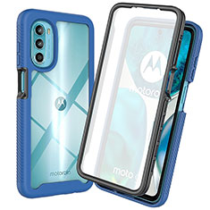 Silicone Transparent Frame Case Cover 360 Degrees ZJ3 for Motorola Moto G82 5G Blue
