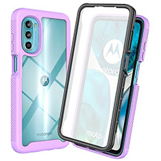 Silicone Transparent Frame Case Cover 360 Degrees ZJ3 for Motorola Moto G82 5G Purple