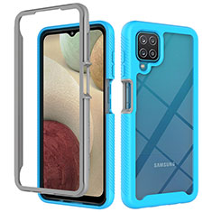 Silicone Transparent Frame Case Cover 360 Degrees ZJ3 for Samsung Galaxy A12 5G Sky Blue