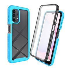 Silicone Transparent Frame Case Cover 360 Degrees ZJ3 for Samsung Galaxy A13 4G Sky Blue