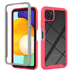 Silicone Transparent Frame Case Cover 360 Degrees ZJ3 for Samsung Galaxy A22s 5G Hot Pink