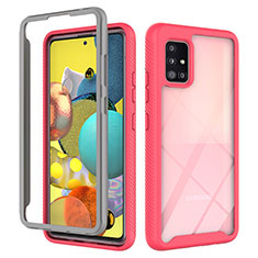 Silicone Transparent Frame Case Cover 360 Degrees ZJ3 for Samsung Galaxy A51 4G Hot Pink