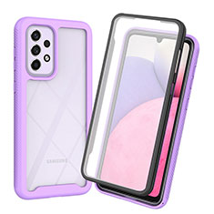 Silicone Transparent Frame Case Cover 360 Degrees ZJ3 for Samsung Galaxy A53 5G Clove Purple