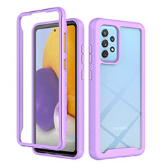 Silicone Transparent Frame Case Cover 360 Degrees ZJ3 for Samsung Galaxy A72 5G Clove Purple