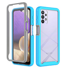 Silicone Transparent Frame Case Cover 360 Degrees ZJ3 for Samsung Galaxy M32 5G Sky Blue