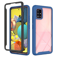 Silicone Transparent Frame Case Cover 360 Degrees ZJ3 for Samsung Galaxy M40S Blue